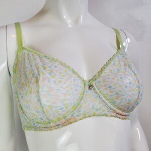 Adore Me Green Floral Semi-Sheer Bra